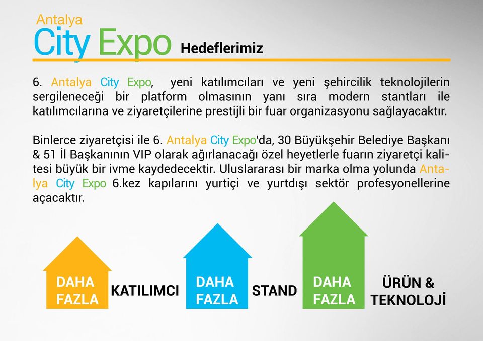 ziyaretçilerine prestijli bir fuar organizasyonu sağlayacaktır. Binlerce ziyaretçisi ile 6.