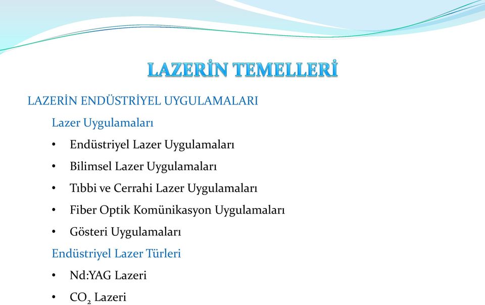 Lazer Uygulamaları Fiber Optik Komünikasyon Uygulamaları Gösteri