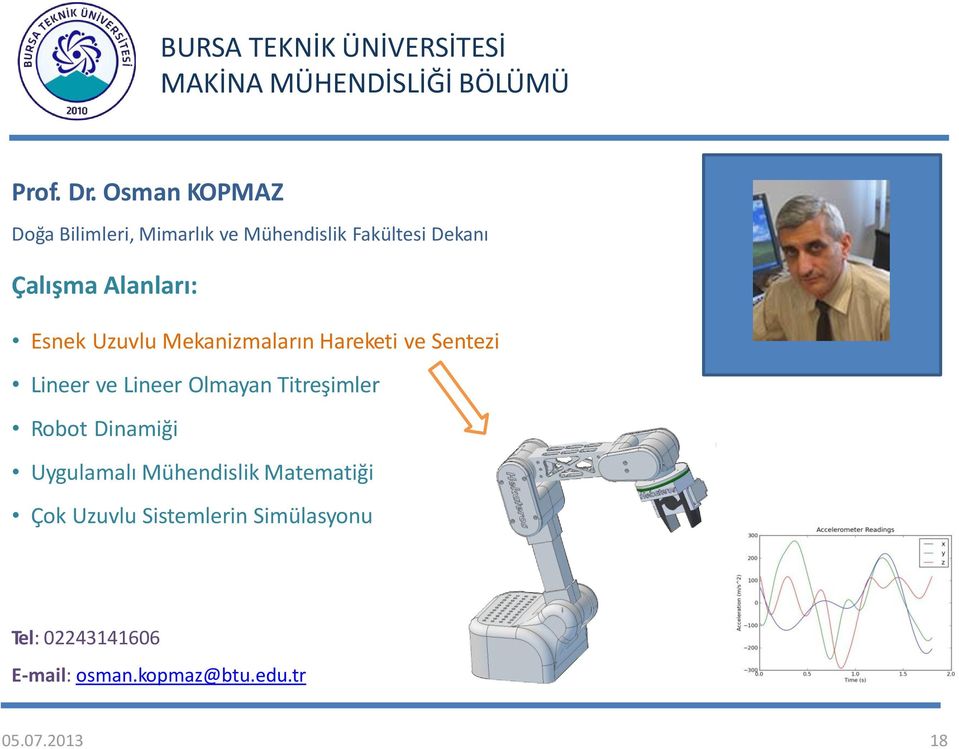 Alanları: Esnek Uzuvlu Mekanizmaların Hareketi ve Sentezi Lineer ve Lineer Olmayan