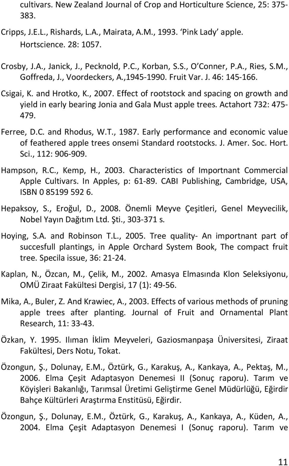 Effect of rootstock and spacing on growth and yield in early bearing Jonia and Gala Must apple trees. Actahort 732: 475-479. Ferree, D.C. and Rhodus, W.T., 1987.