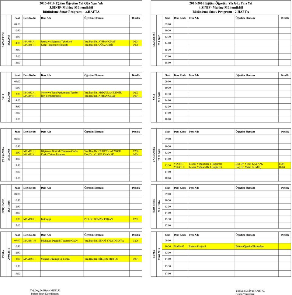 Doç.Dr. GÜRCAN ATAKÖK Doç.Dr. YUSUF KAYNAK C206 YDI431.1 YDI431.2 Teknik Yabancı Dil I (İngilizce) Teknik Yabancı Dil I (İngilizce) Doç.Dr. Yusuf KAYNAK Doç.Dr. Metin GÜMÜŞ C201 15:30 MAM303.