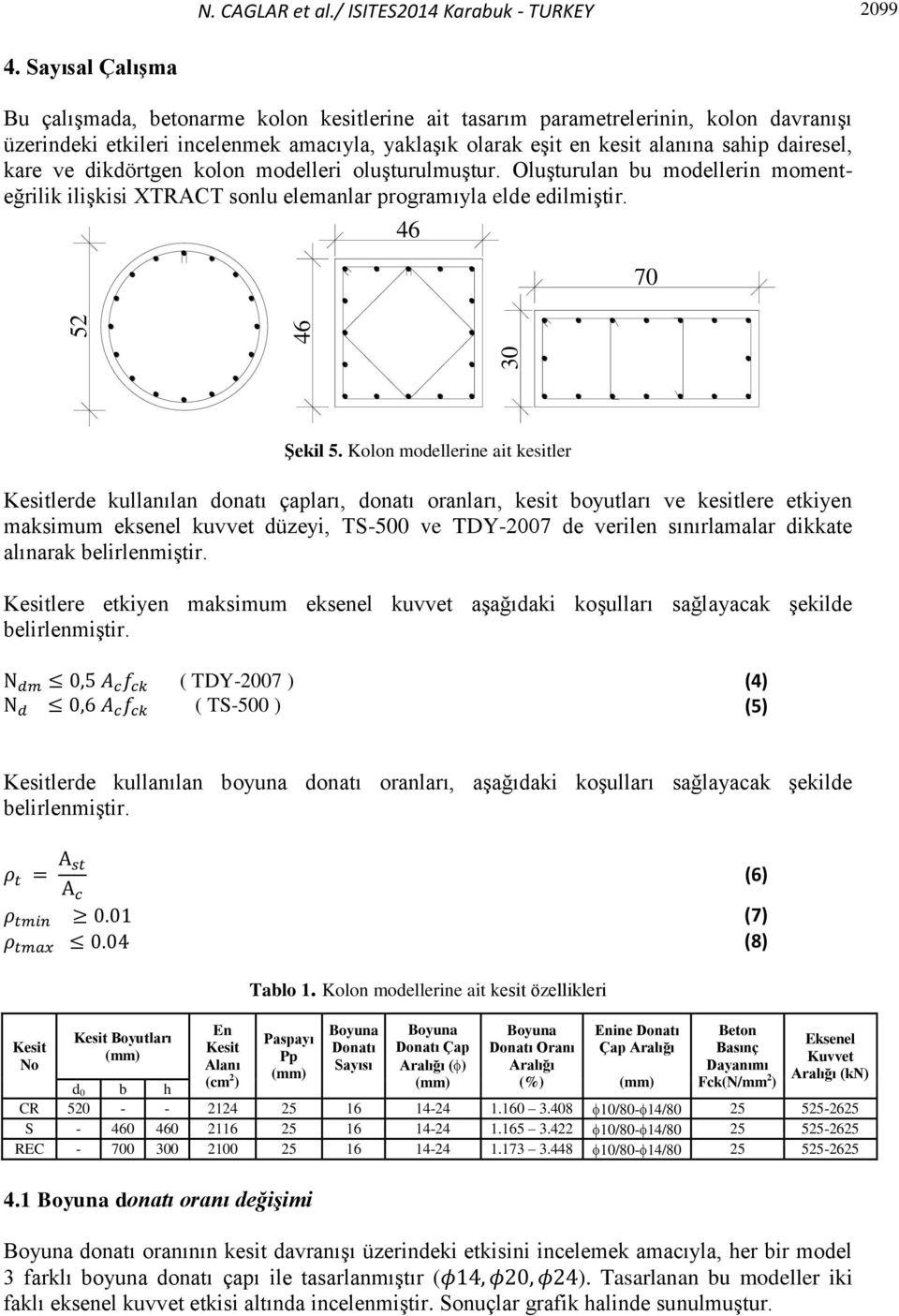 kare ve dikdörtgen kolon modelleri oluşturulmuştur. Oluşturulan bu modellerin momenteğrilik ilişkisi XTRACT sonlu elemanlar programıyla elde edilmiştir. 46 70 Şekil 5.