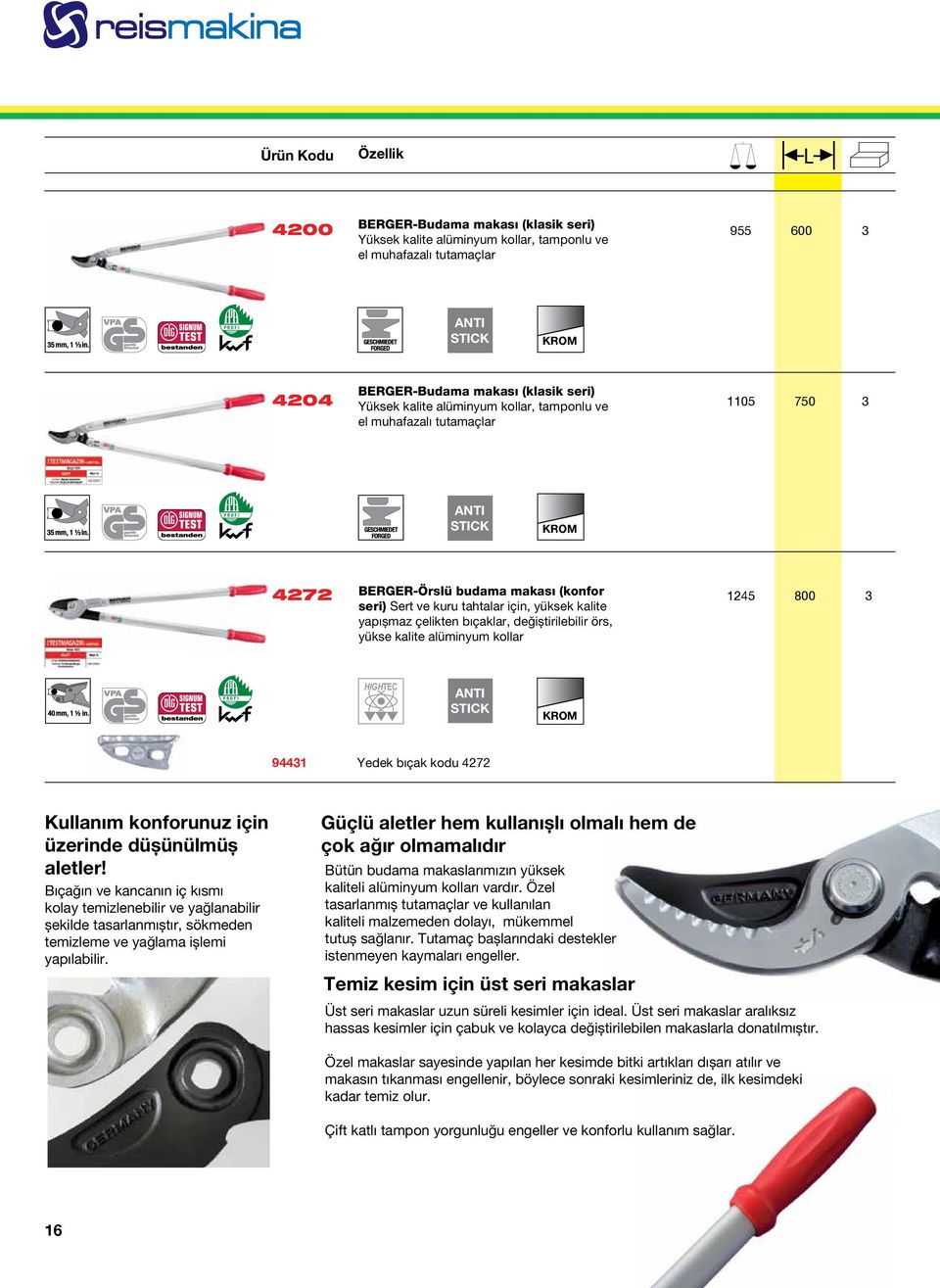 bıçaklar, değiştirilebilir örs, yükse kalite alüminyum kollar PROFI HIGHTEC ANTI STICK 94431 Yedek bıçak kodu 4272 Kullanım konforunuz için üzerinde düşünülmüş aletler!