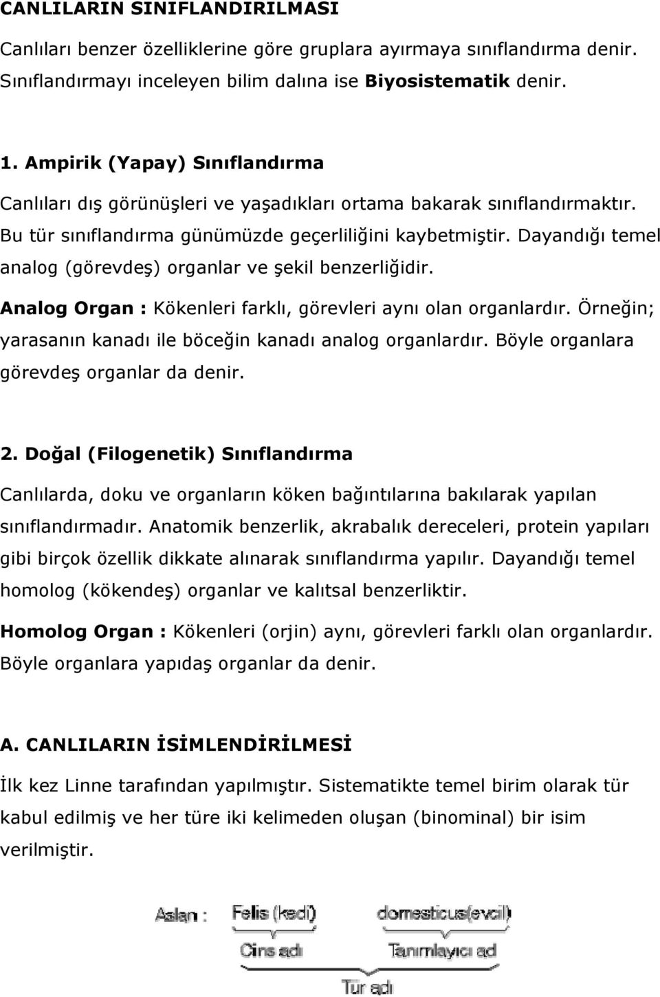 Dayandığı temel analog (görevdeş) organlar ve şekil benzerliğidir. Analog Organ : Kökenleri farklı, görevleri aynı olan organlardır. Örneğin; yarasanın kanadı ile böceğin kanadı analog organlardır.