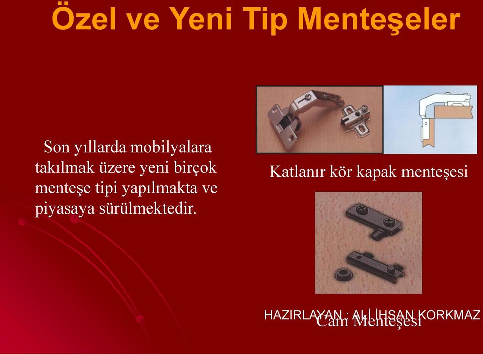 menteşe tipi yapılmakta ve piyasaya