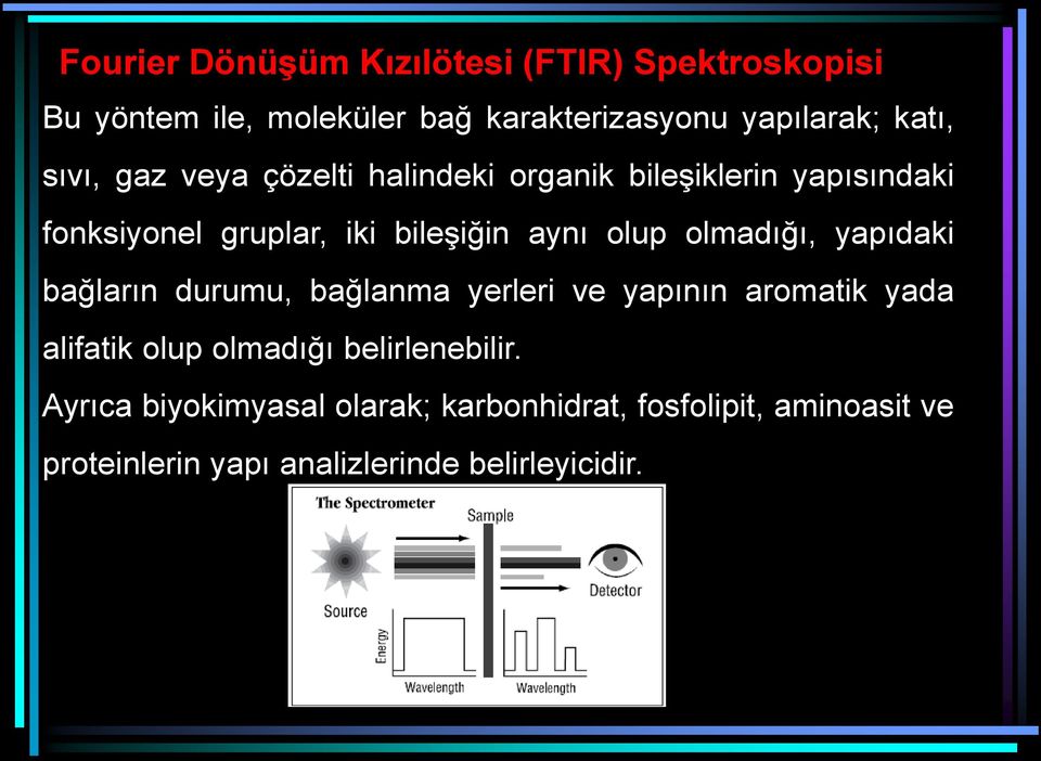 olmadığı, yapıdaki bağların durumu, bağlanma yerleri ve yapının aromatik yada alifatik olup olmadığı