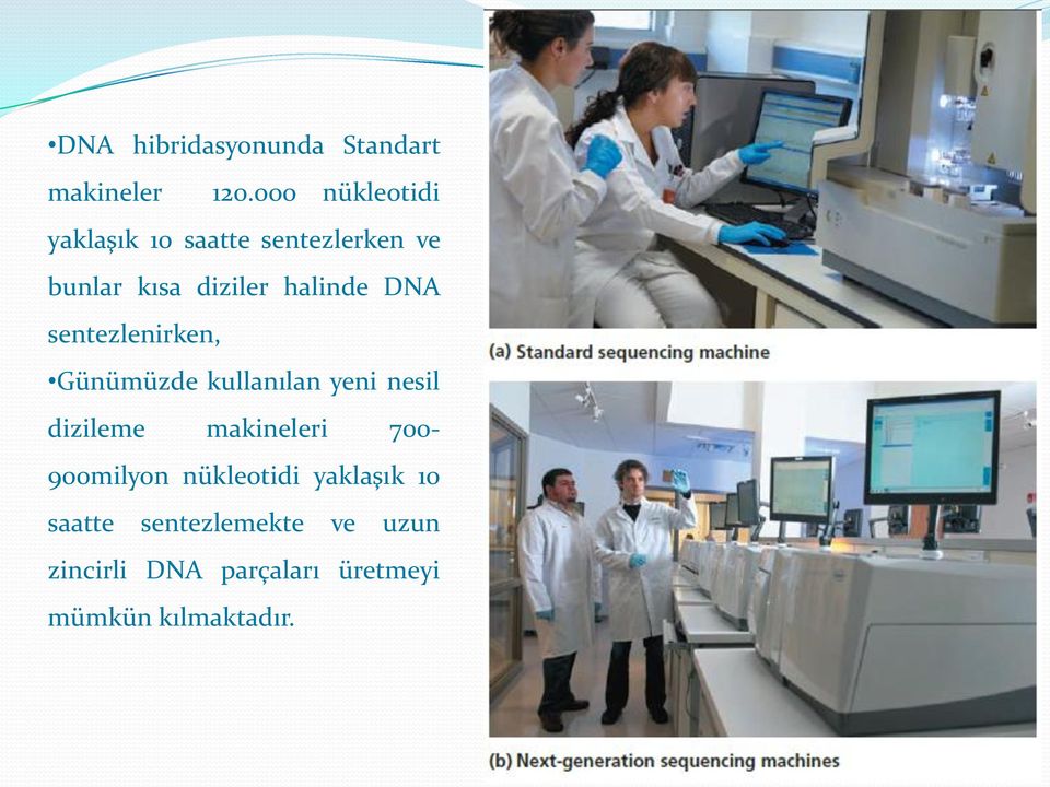 DNA sentezlenirken, Günümüzde kullanılan yeni nesil dizileme makineleri