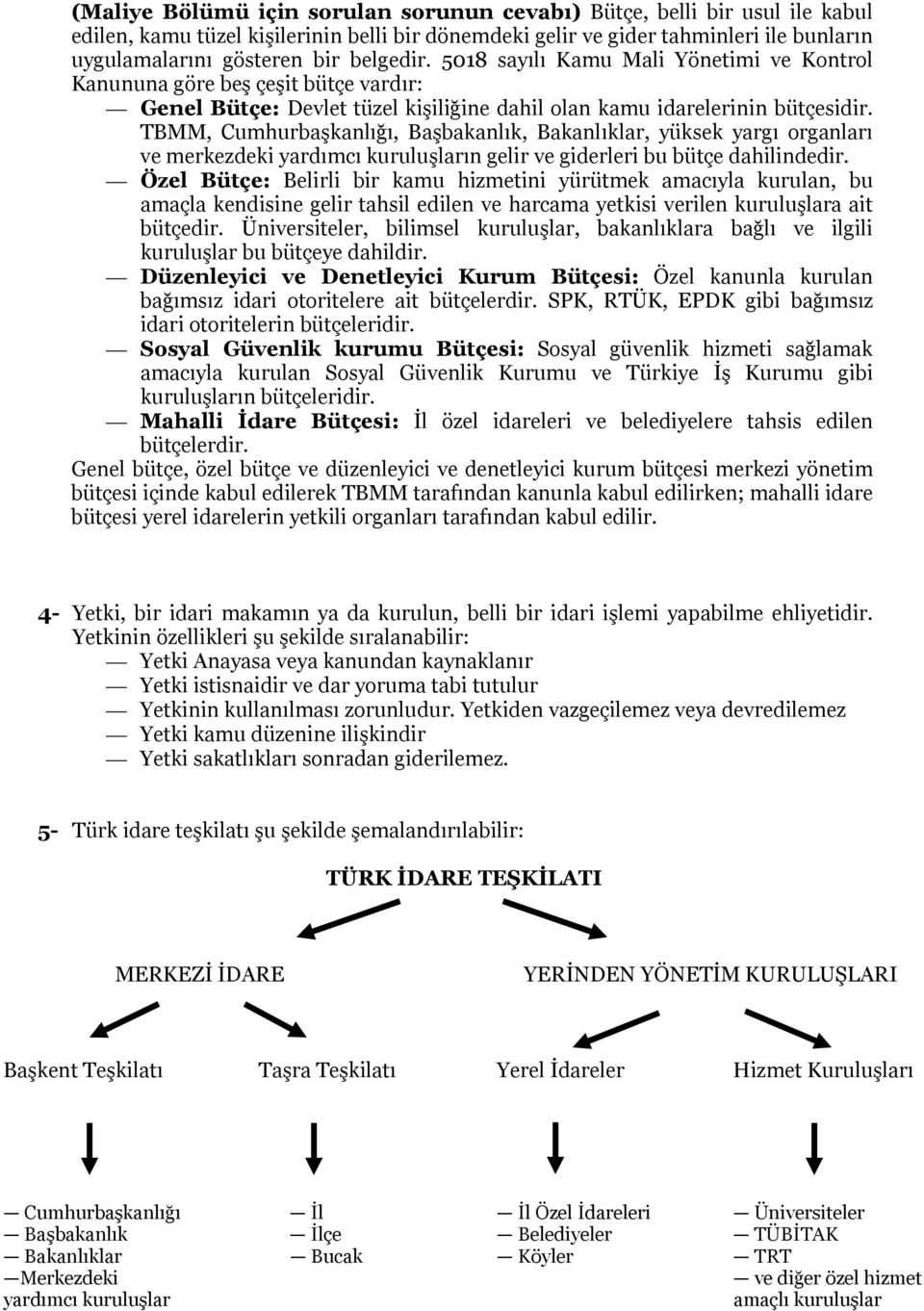 TBMM, Cumhurbaşkanlığı, Başbakanlık, Bakanlıklar, yüksek yargı organları ve merkezdeki yardımcı kuruluşların gelir ve giderleri bu bütçe dahilindedir.