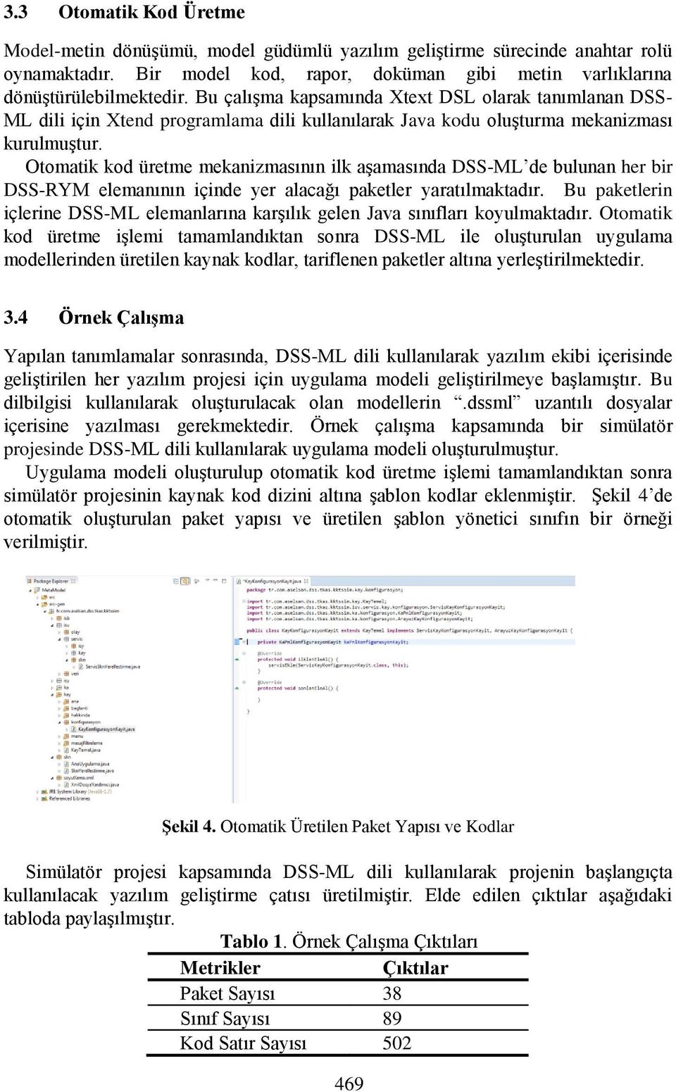 Otomatik kod üretme mekanizmasının ilk aşamasında DSS-ML de bulunan her bir DSS-RYM elemanının içinde yer alacağı paketler yaratılmaktadır.