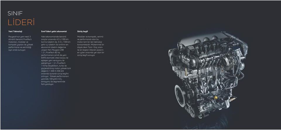 5 L /100 km şehir içi tüketim ile sınıfının en ekonomik tüketim değerine ulaşan Yeni Peugeot 208 1.
