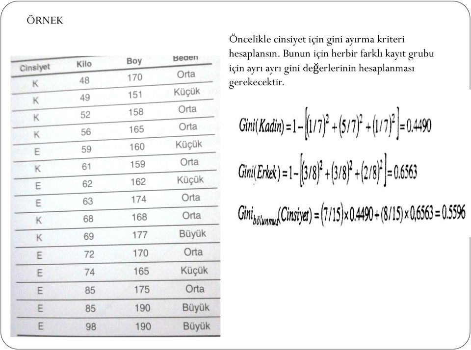 Bunun için herbir farklı kayıt grubu