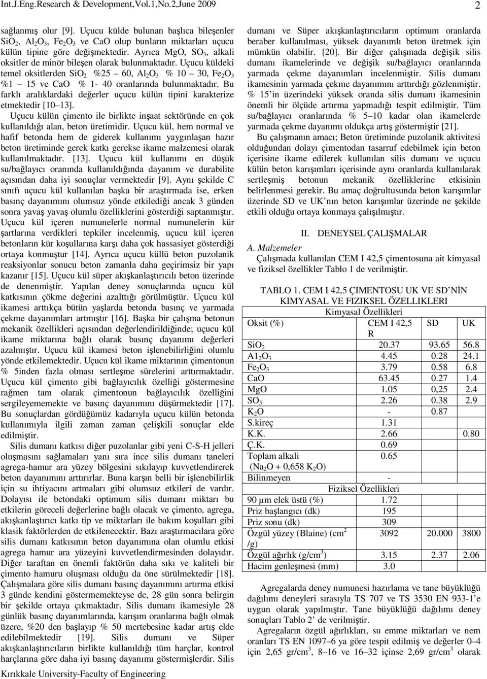 Bu farklı aralıklardaki değerler uçucu külün tipini karakterize etmektedir [10 13]. Uçucu külün çimento ile birlikte inşaat sektöründe en çok kullanıldığı alan, beton üretimidir.