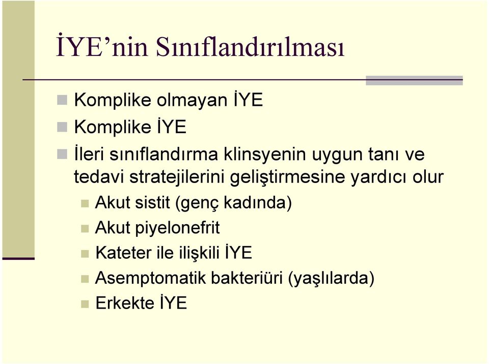 geliştirmesine yardıcı olur Akut sistit (genç kadında) Akut