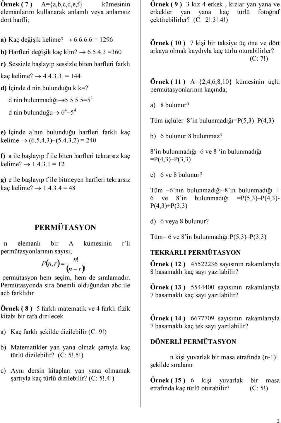 permutasyon kombđnasyon bđnom ve olasilik pdf free download