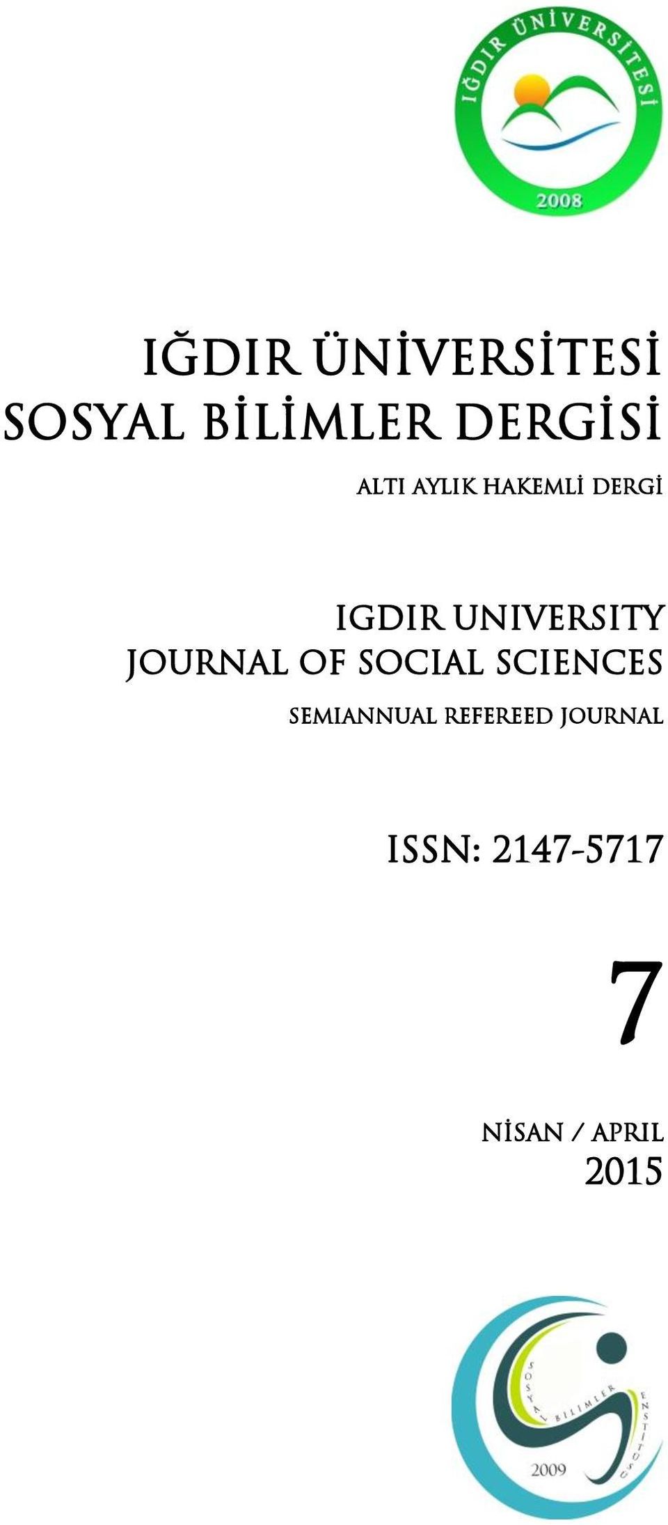 JOURNAL OF SOCIAL SCIENCES SEMIANNUAL