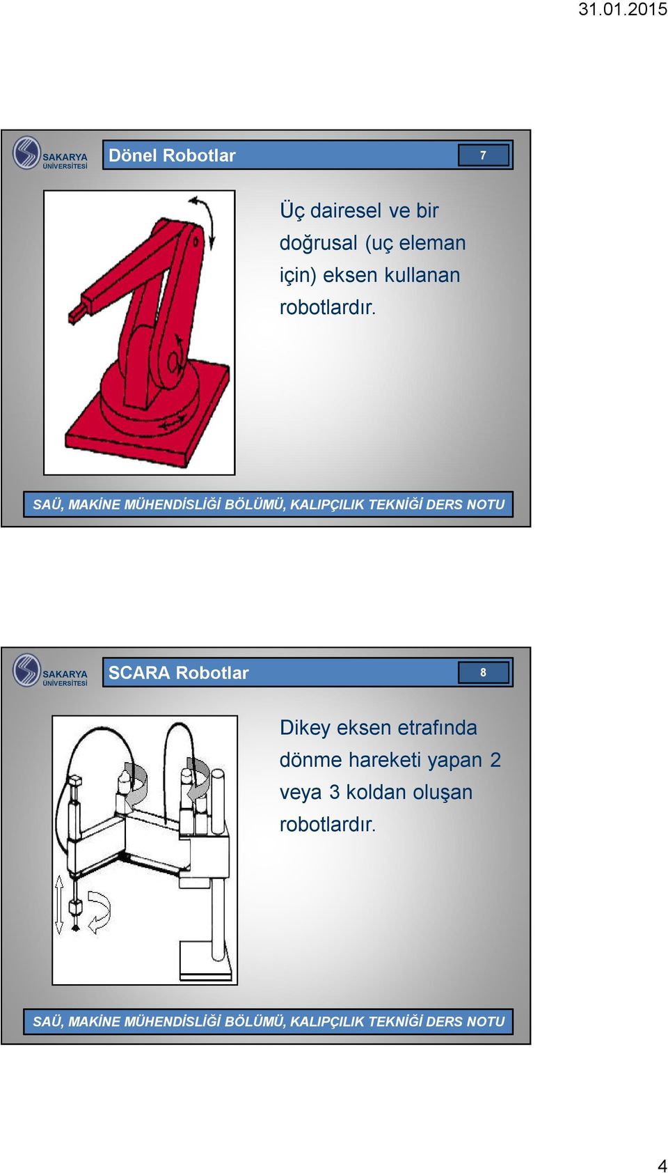 SCARA Robotlar 8 Dikey eksen etrafında dönme