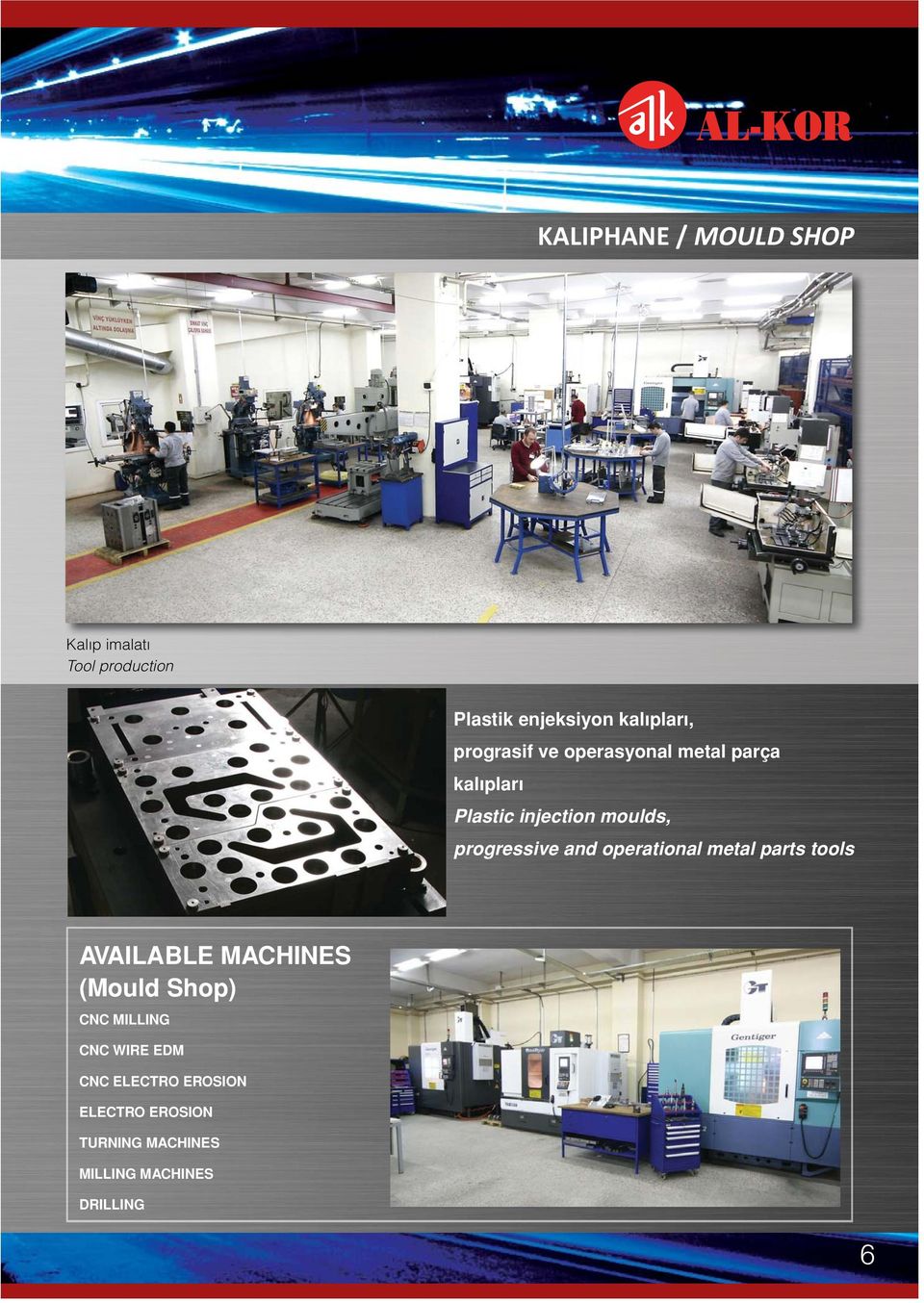 and operational metal parts tools AVAILABLE MACHINES (Mould Shop) CNC MILLING CNC