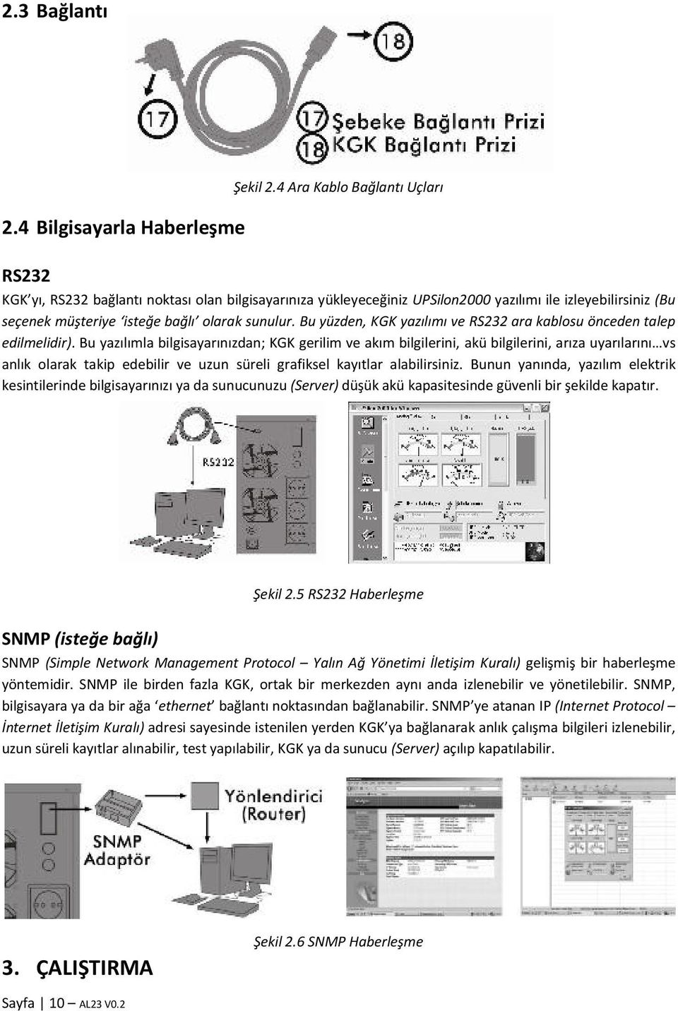 Bu yüzden, KGK yazılımı ve RS232 ara kablosu önceden talep edilmelidir).