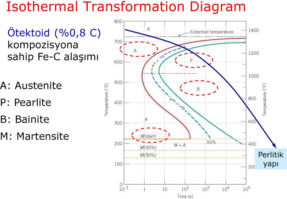 Fe-C alaşımı A: Austenite P: