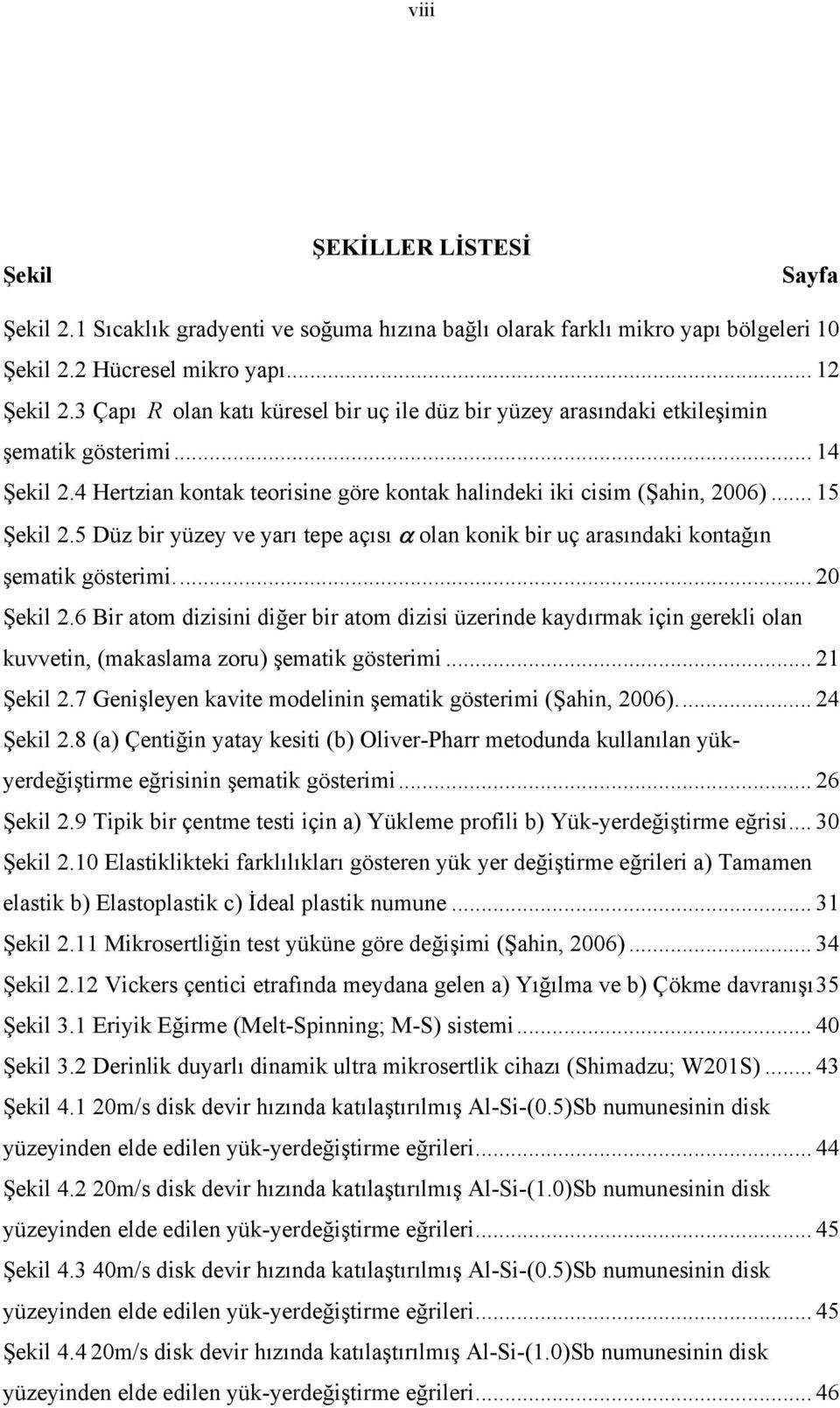 5 Düz bir yüzey ve yarı tepe açısı α olan konik bir uç arasındaki kontağın şematik gösterimi... 20 Şekil 2.