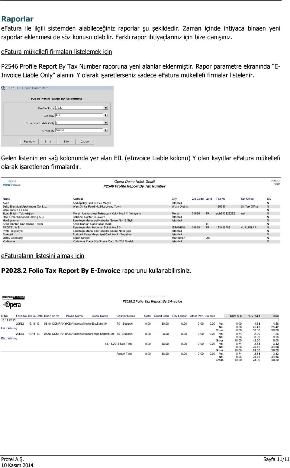 Rapor parametre ekranında E- Invoice Liable Only alanını Y olarak işaretlerseniz sadece efatura mükellefi firmalar listelenir.