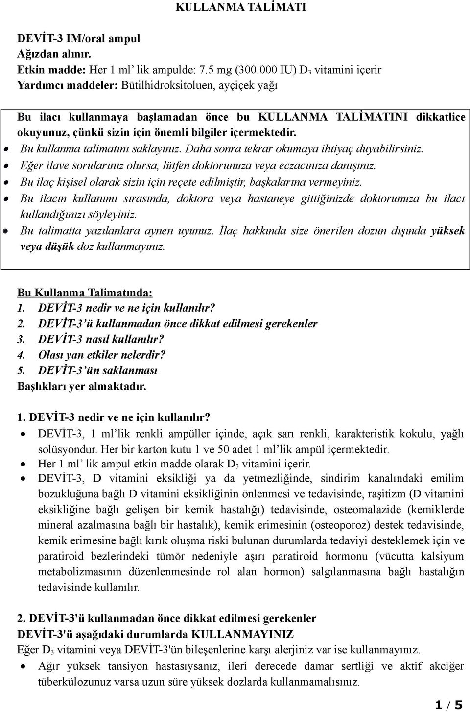 KULLANMA TALİMATI DEVİT-3 - PDF Ücretsiz indirin