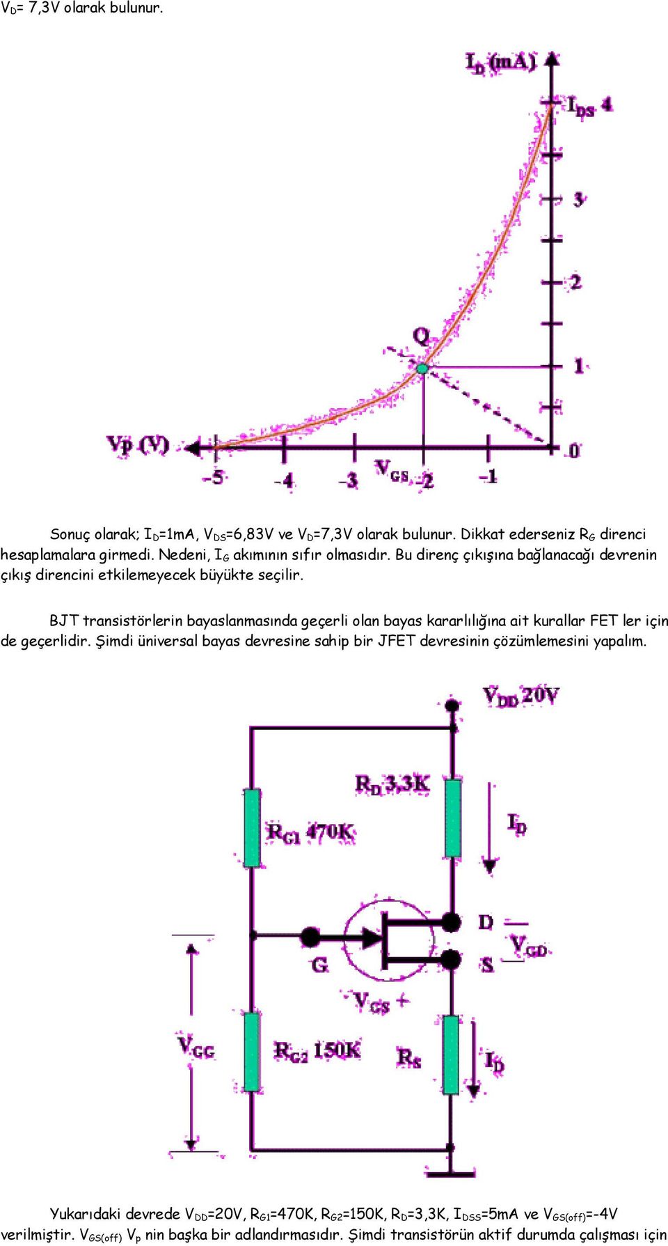 BJT transistörlerin bayaslanmasında geçerli olan bayas kararlılığına ait kurallar FET ler için de geçerlidir.