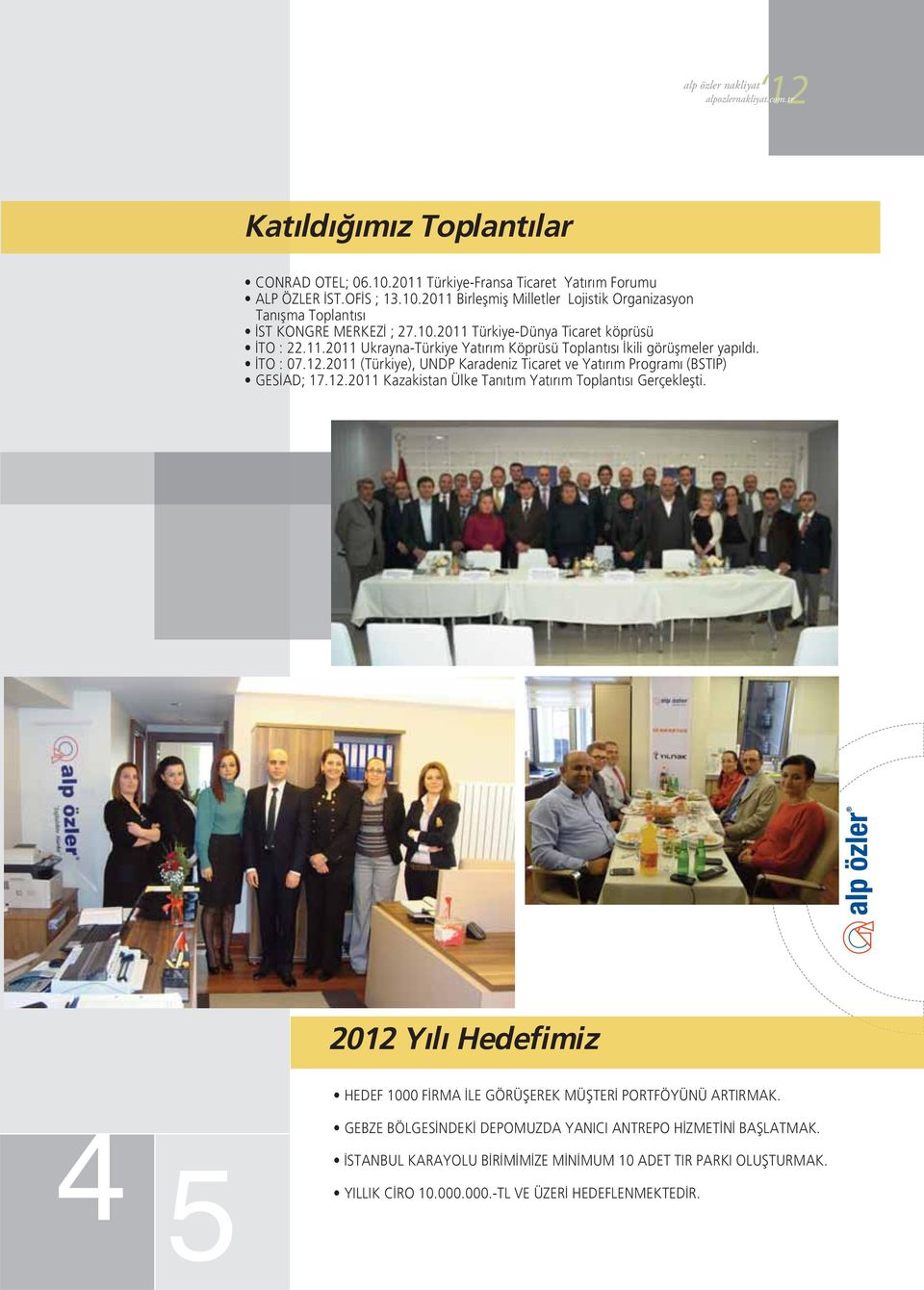 2011 (Türkiye), UNDP Karadeniz Ticaret ve Yatırım Programı (BSTIP) GESİAD; 17.12.2011 Kazakistan Ülke Tanıtım Yatırım Toplantısı Gerçekleşti.