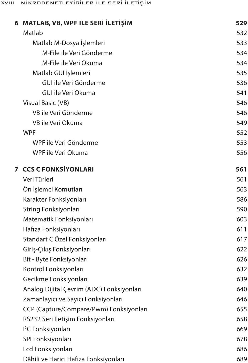 FONKSİYONLARI 561 Veri Türleri 561 Ön İşlemci Komutları 563 Karakter Fonksiyonları 586 String Fonksiyonları 590 Matematik Fonksiyonları 603 Hafıza Fonksiyonları 611 Standart C Özel Fonksiyonları 617