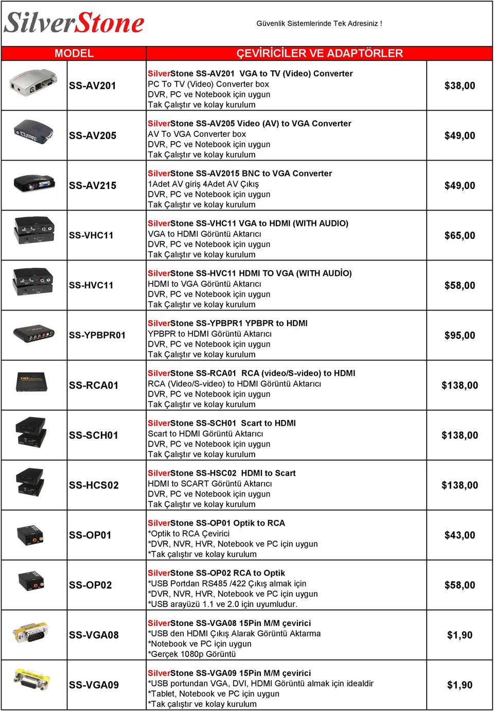 HDMI Görüntü Aktarıcı SilverStone SS-HVC11 HDMI TO VGA (WITH AUDİO) HDMI to VGA Görüntü Aktarıcı SilverStone SS-YPBPR1 YPBPR to HDMI YPBPR to HDMI Görüntü Aktarıcı SilverStone SS-RCA01 RCA