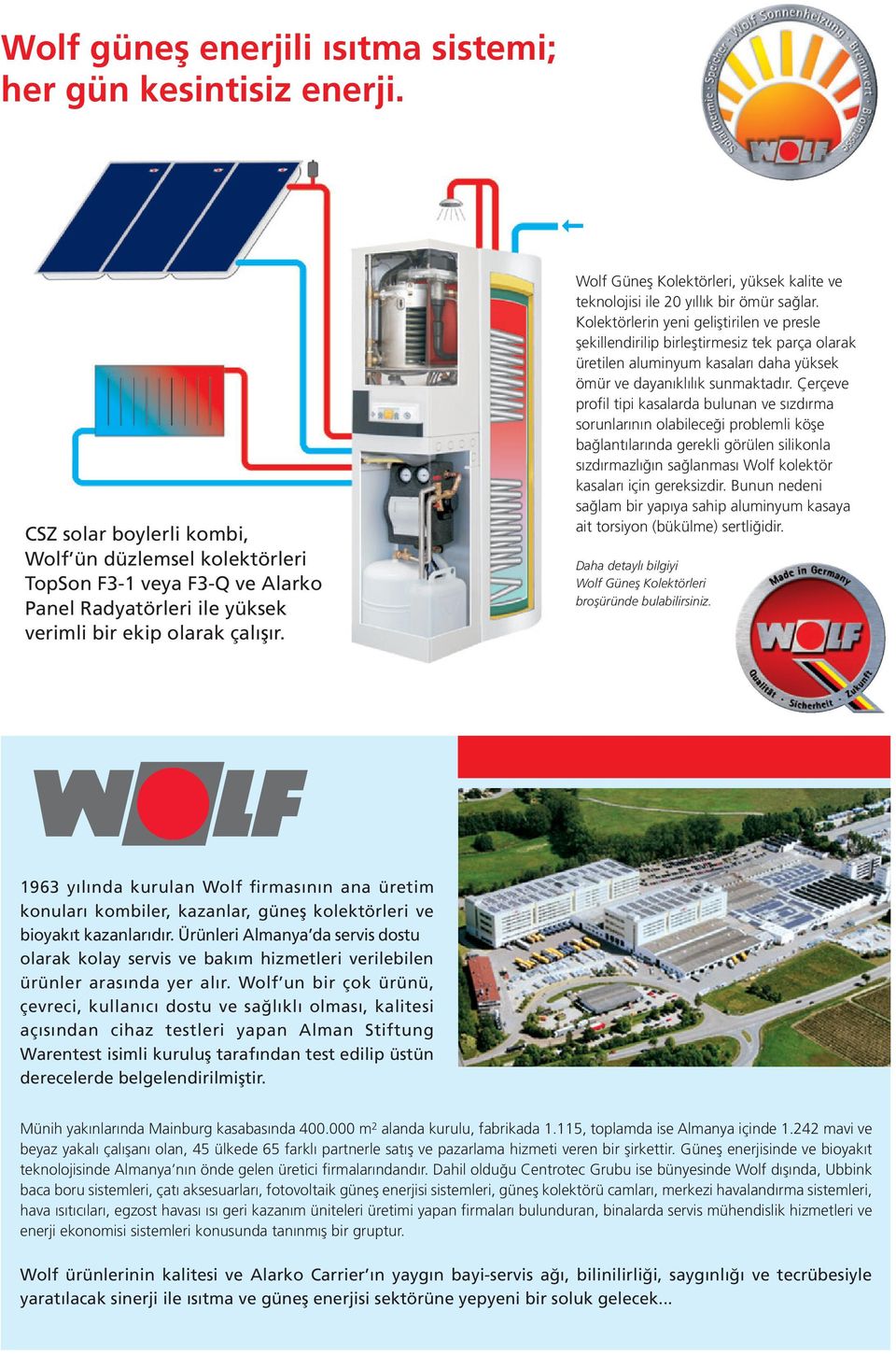 Wolf Güneş Kolektörleri, yüksek kalite ve teknolojisi ile 20 yıllık bir ömür sağlar.