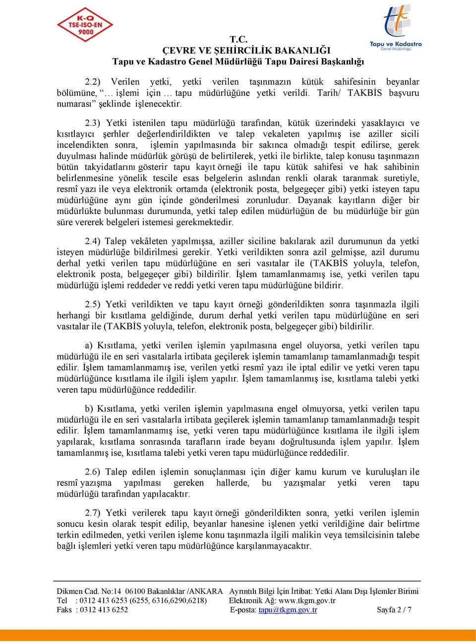 T.C. ÇEVRE VE ŞEHİRCİLİK BAKANLIĞI Tapu ve Kadastro Genel Müdürlüğü Tapu  Dairesi Başkanlığı - PDF Free Download