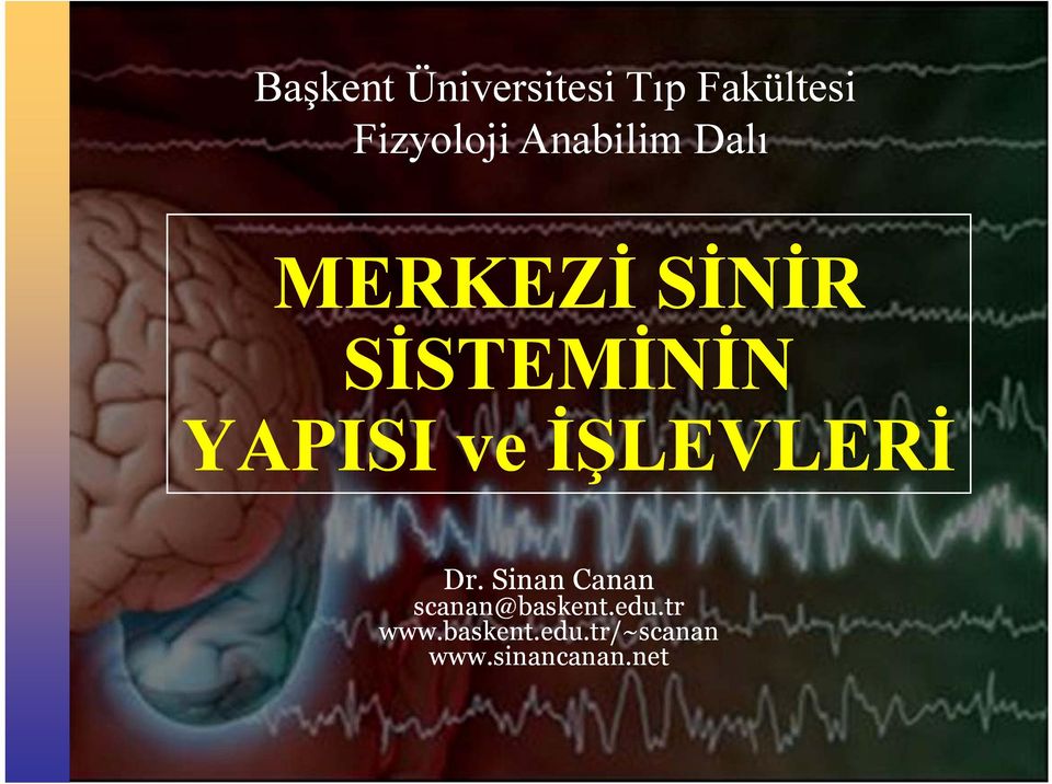 ve İŞLEVLERİ Dr. Sinan Canan scanan@baskent.
