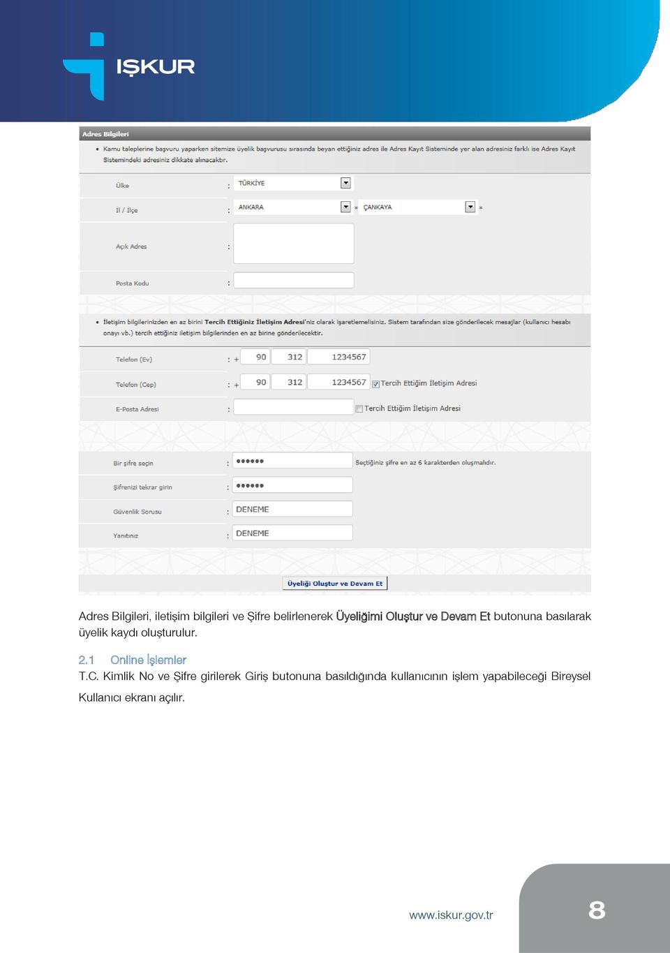 1 Online İşlemler T.C.