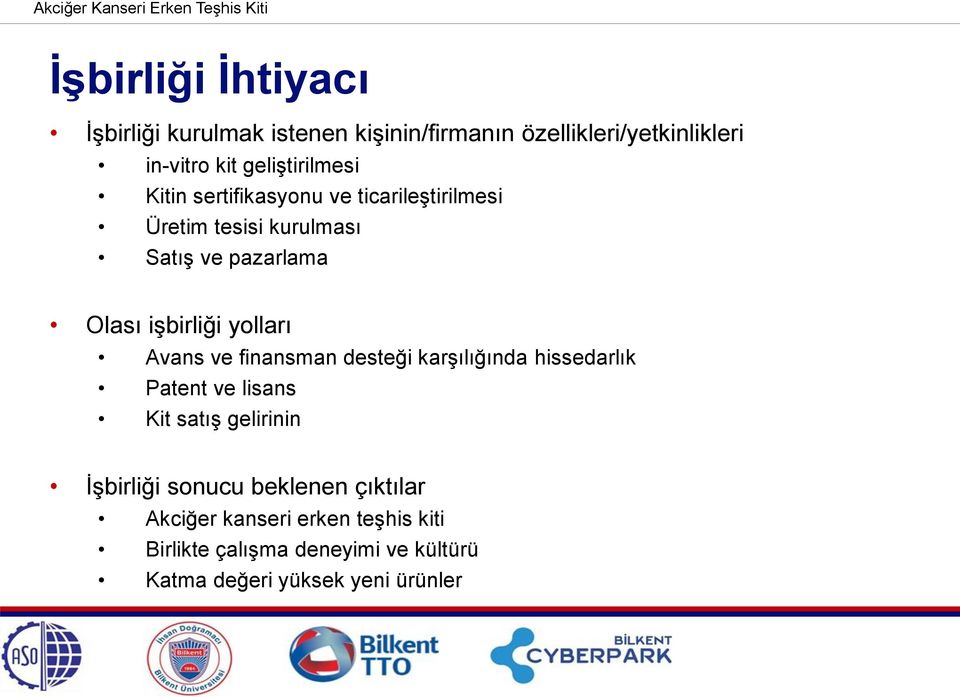 işbirliği yolları Avans ve finansman desteği karşılığında hissedarlık Patent ve lisans Kit satış gelirinin