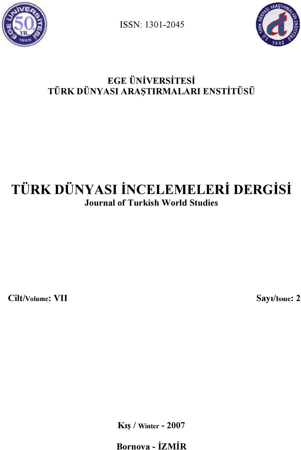 DERGİSİ Journal of Turkish World Studies