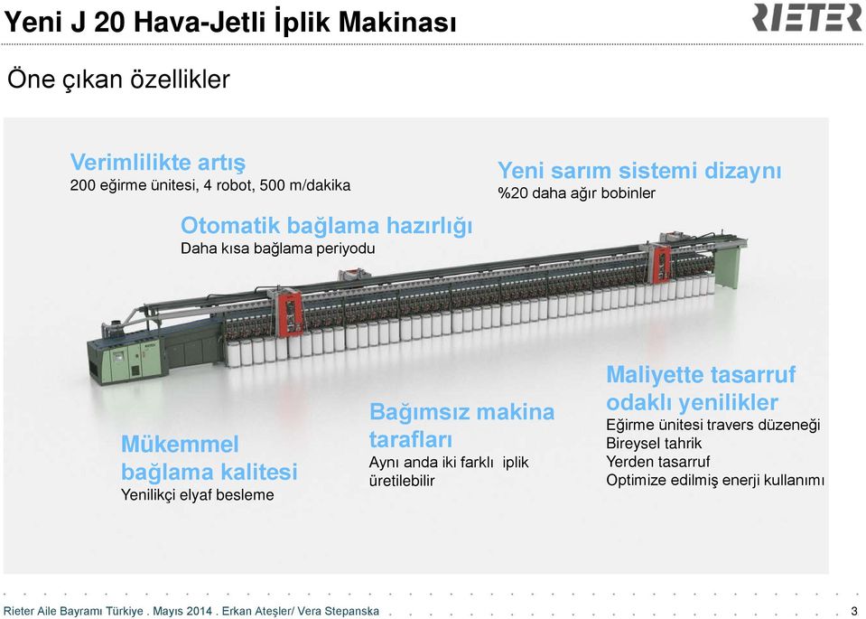 bağlama kalitesi Yenilikçi elyaf besleme Bağımsız makina tarafları Aynı anda iki farklı iplik üretilebilir Maliyette