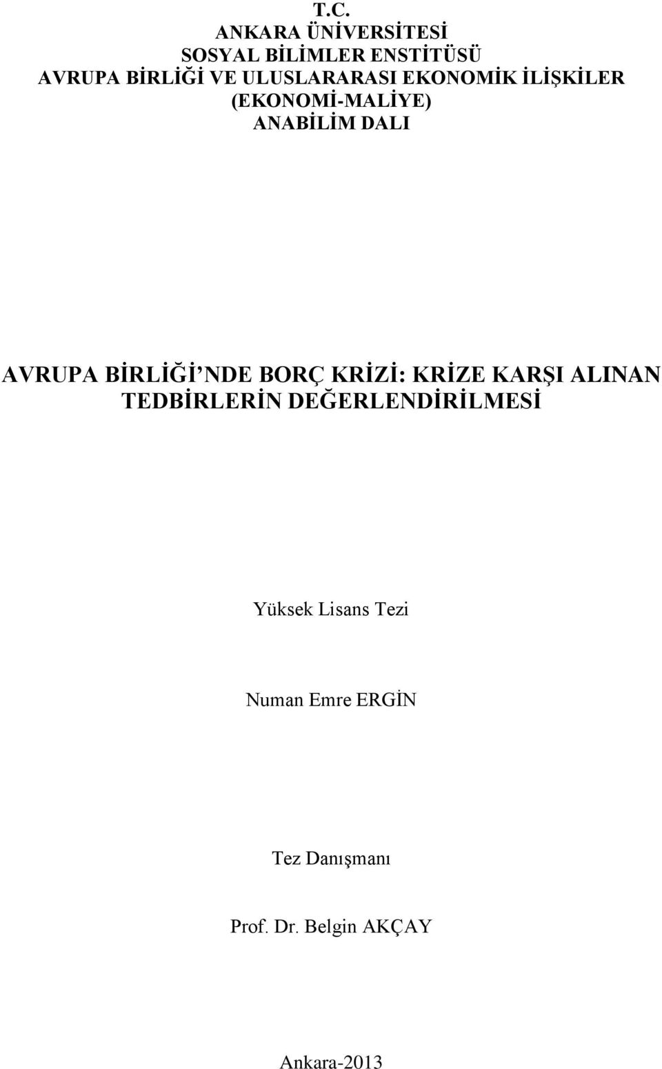 BİRLİĞİ NDE BORÇ KRİZİ: KRİZE KARŞI ALINAN TEDBİRLERİN DEĞERLENDİRİLMESİ