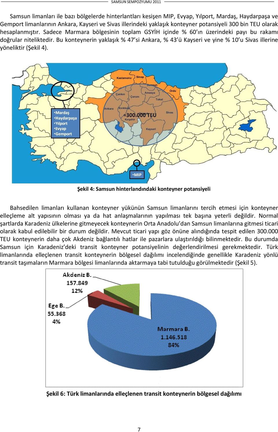 Bu konteynerin yaklaşık % 47 si Ankara, % 43 ü Kayseri ve yine % 10 u Sivas illerine yöneliktir (Şekil 4).