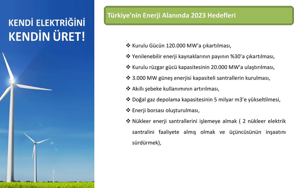 000 MW a ulaştırılması, 3.