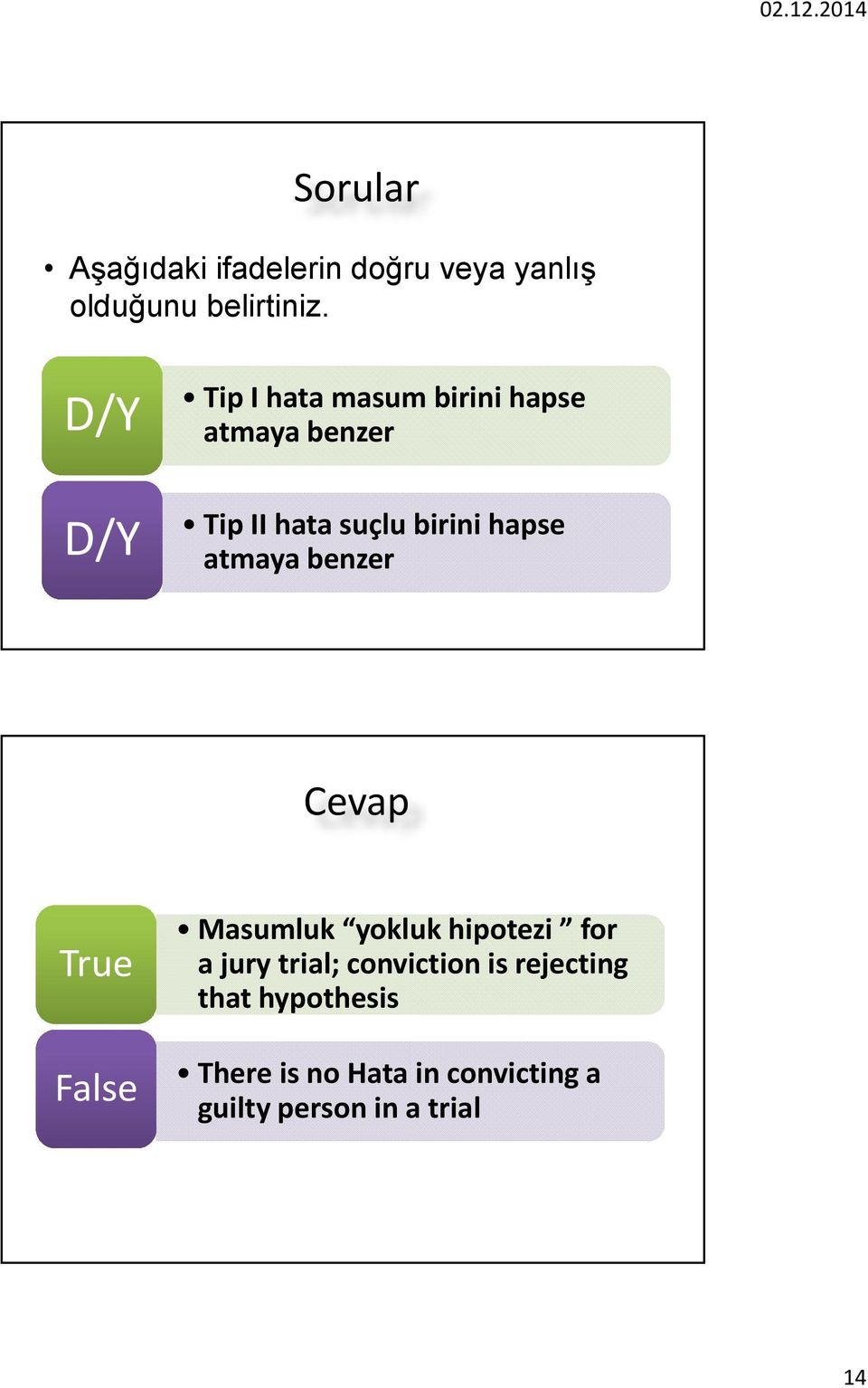 hapse atmaya benzer Cevap True False Masumluk yokluk hipotezi for a jury trial;