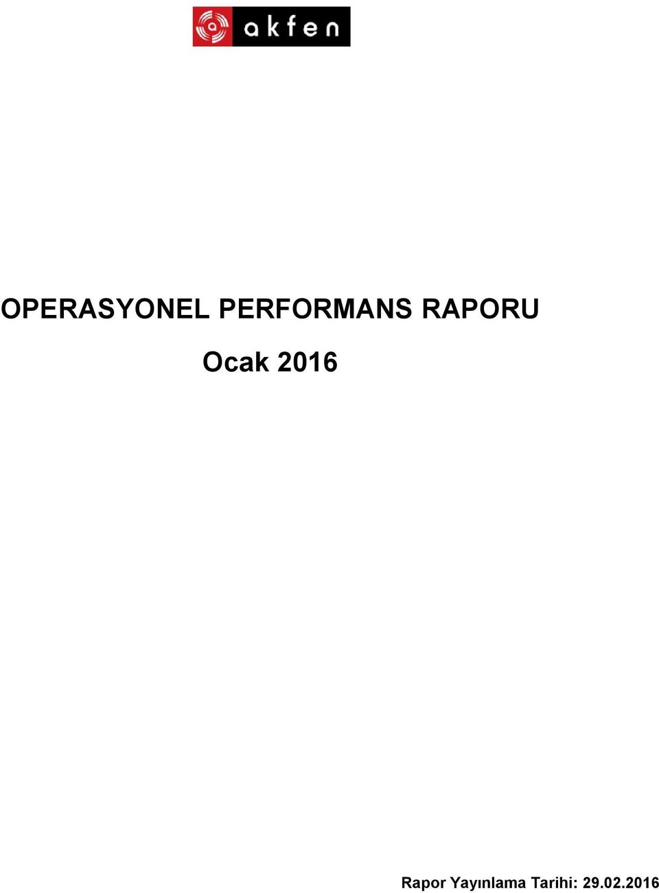 Ocak 2016 Rapor