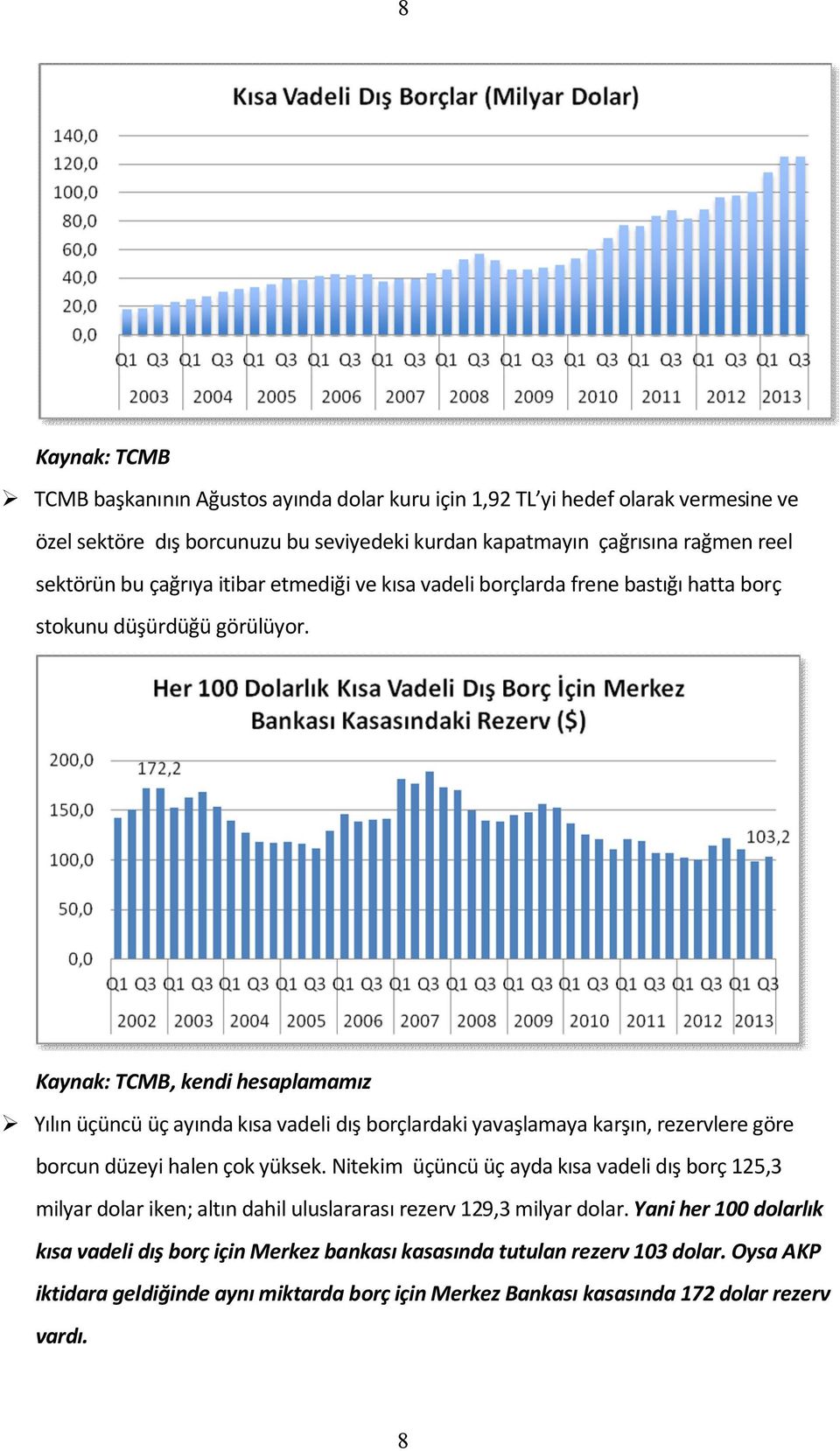 Kaynak: TCMB, kendi hesaplamamız Yılın üçüncü üç ayında kısa vadeli dış borçlardaki yavaşlamaya karşın, rezervlere göre borcun düzeyi halen çok yüksek.