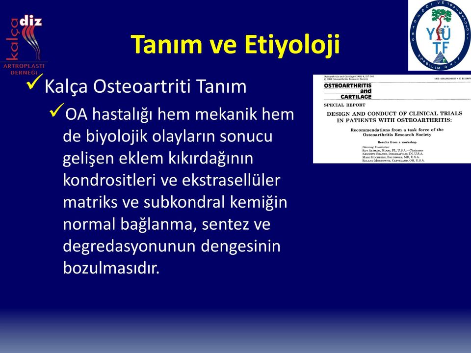 kondrositleri ve ekstrasellüler matriks ve subkondral