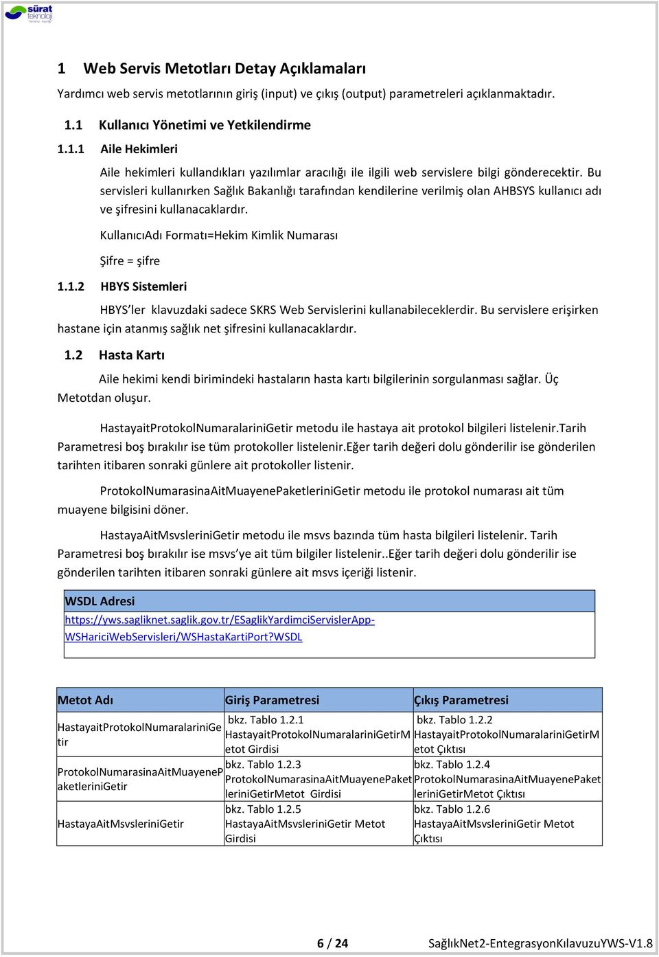 1.2 HBYS Sistemleri HBYS ler klavuzdaki sadece SKRS Web Servislerini kullanabileceklerdir. Bu servislere erişirken hastane için atanmış sağlık net şifresini kullanacaklardır. 1.