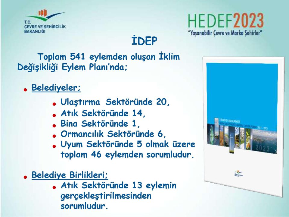 Ormancılık Sektöründe 6, Uyum Sektöründe 5 olmak üzere toplam 46 eylemden