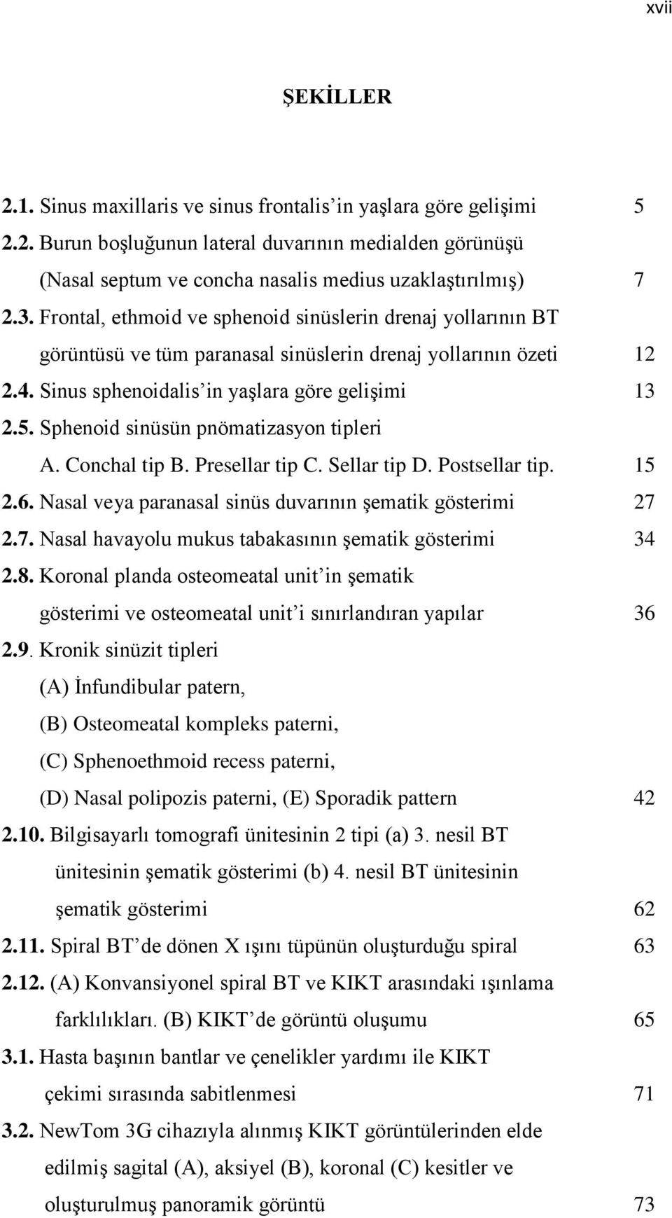 Sphenoid sinüsün pnömatizasyon tipleri A. Conchal tip B. Presellar tip C. Sellar tip D. Postsellar tip. 15 2.6. Nasal veya paranasal sinüs duvarının şematik gösterimi 27 