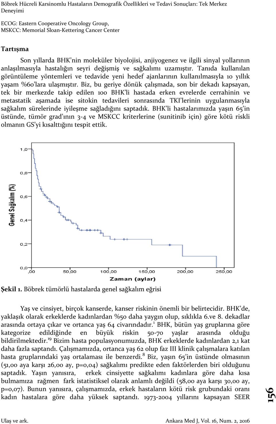 Biz, bu geriye dönük çalışmada, son bir dekadı kapsayan, tek bir merkezde takip edilen 100 BHK li hastada erken evrelerde cerrahinin ve metastatik aşamada ise sitokin tedavileri sonrasında TKI