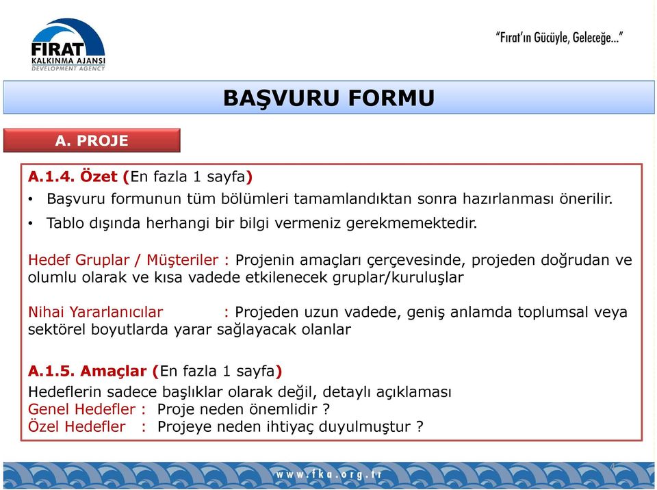 Hedef Gruplar / Müşteriler : Projenin amaçları çerçevesinde, projeden doğrudan ve olumlu olarak ve kısa vadede etkilenecek gruplar/kuruluşlar Nihai