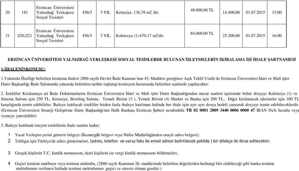 Maddesi gereğince Açık Teklif Usulü ile İdari ve Mali işler Daire Başkanlığı İhale Salonunda yukarıda belirtilen tarihte toplanıp komisyon huzurunda belirtilen saatlerde yapılacaktır. 2.